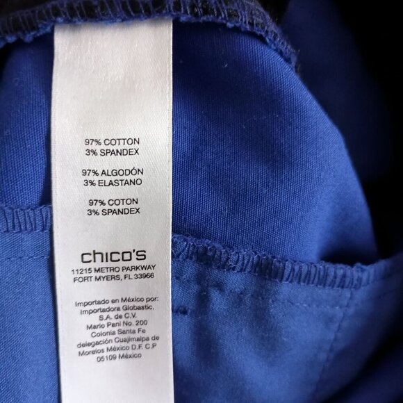 Chico’s So Slimming Pants S/4 Blue Cuffed Ankle Flat Front Stretch Size 0 - Picture 5 of 7